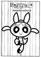A coloring page of powerpuff girls